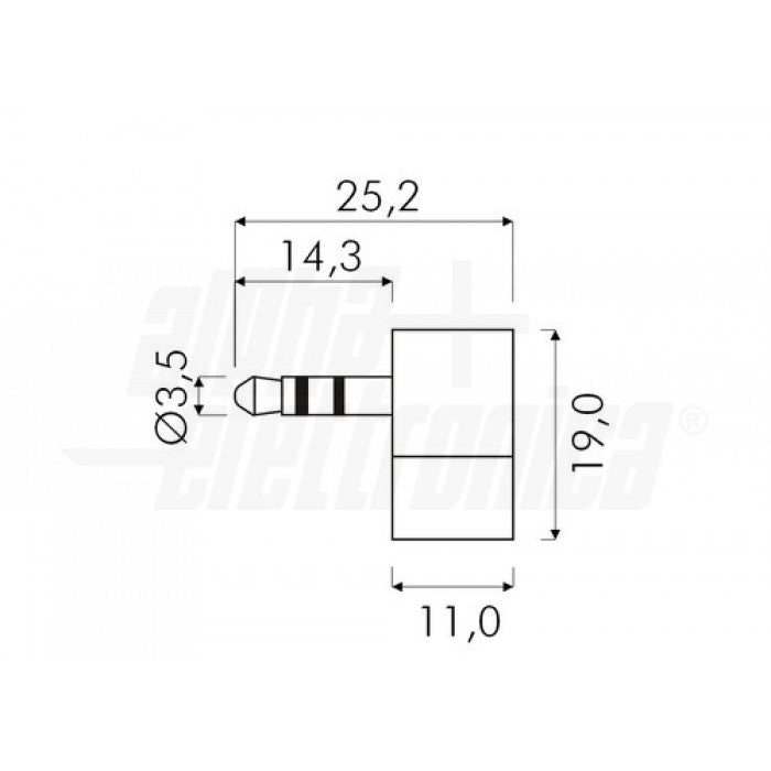 Spina jack 90° 3,5mm