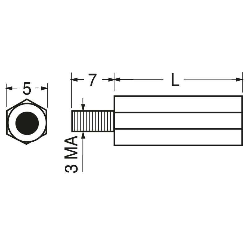 DISTANZIATORI ESAGONALI 40mm