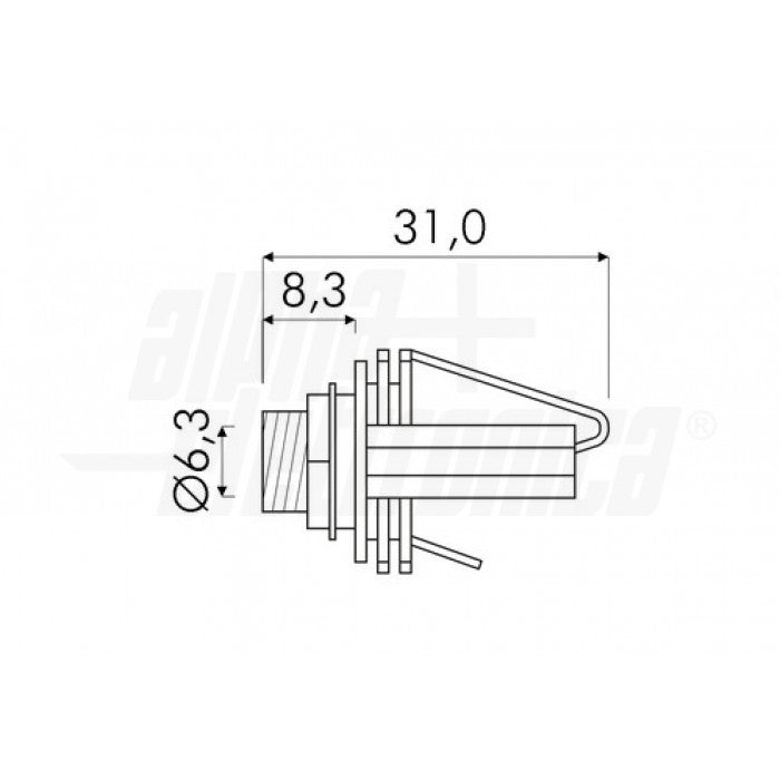Presa Jack da pannello 6,3mm Stereo