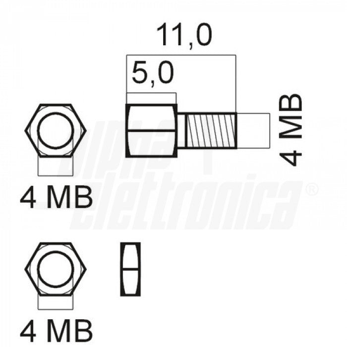 DISTANZIATORI ESAGONALI IN KIT 5mm