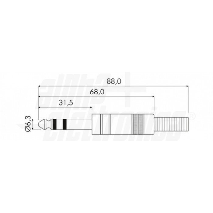 Spina jack 6,3mm Stereo