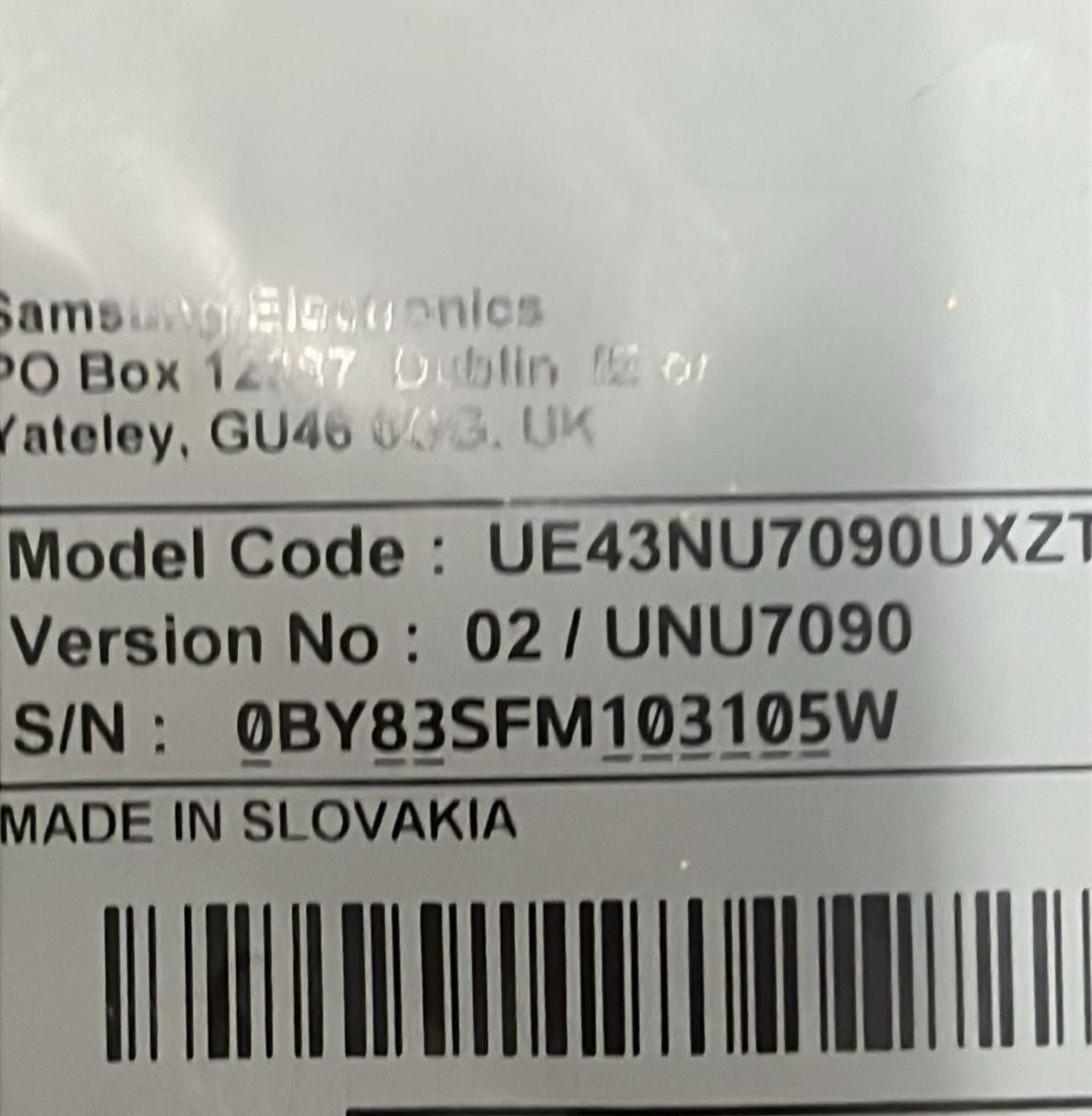 SAMSUNG BN96-47715A KANT-SU 43NU7090
